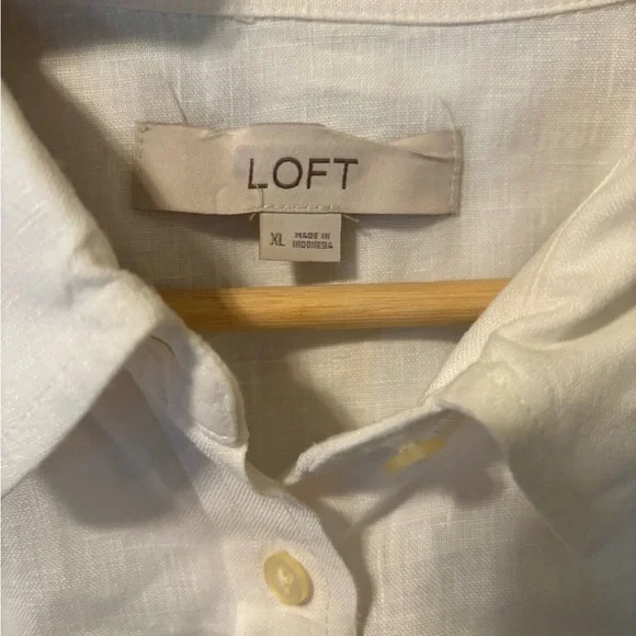 Loft White Linen Button Down - Picture 3 of 3